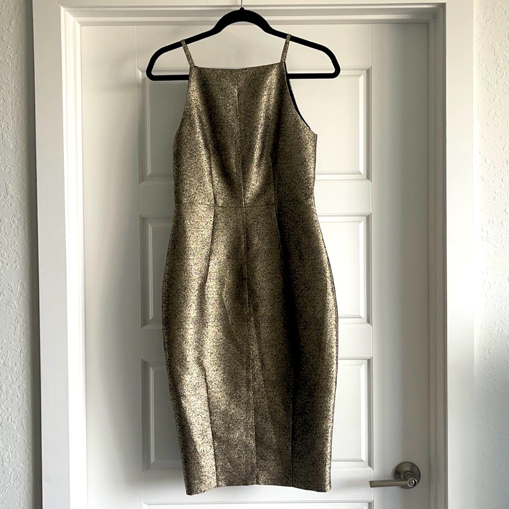 Sheath silverish beige with back slit